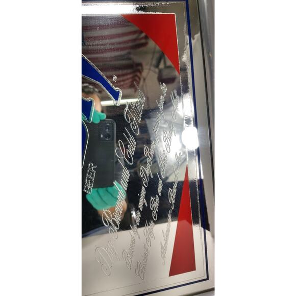 Bud Dry Mirror Bar Sign Budweiser Anheuser-Bush Beer Vintage 1989 USA Man Cave - Picture 7 of 13